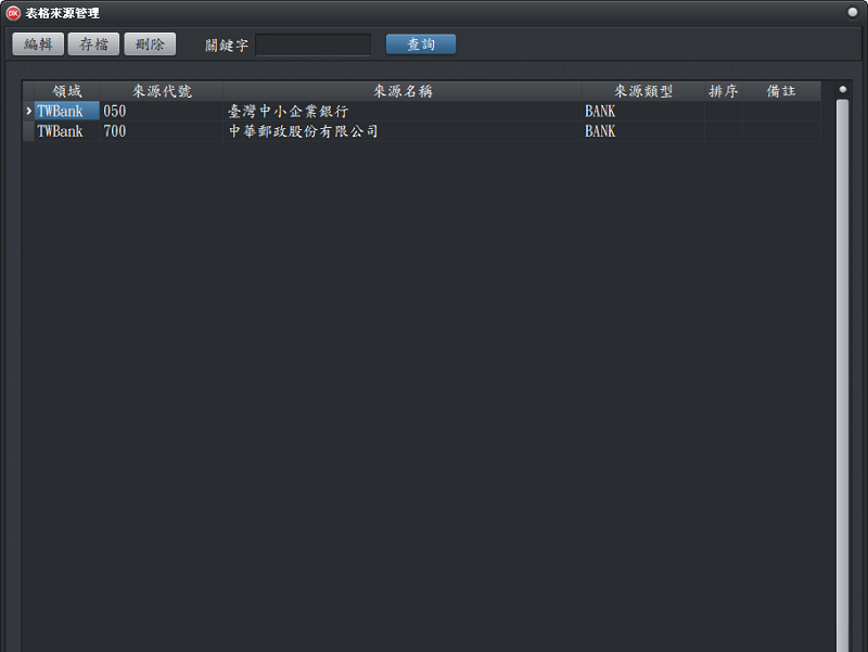 文件來源管理視窗